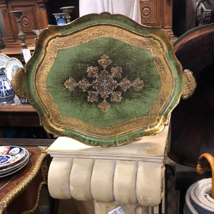 LARGE GREEN FLORENTINE TRAY