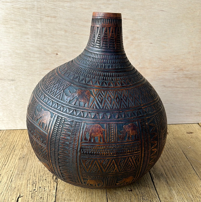 CARVED GOURD WITH ANIMALS