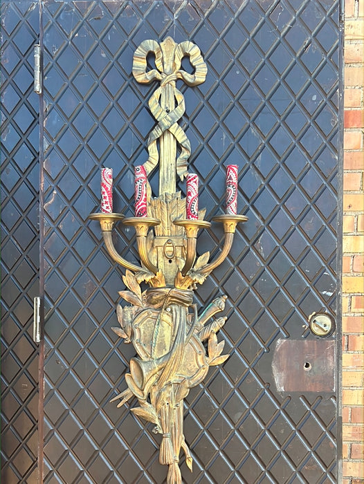 LARGE LOUIS XVI BRONZE WALL SCONCE