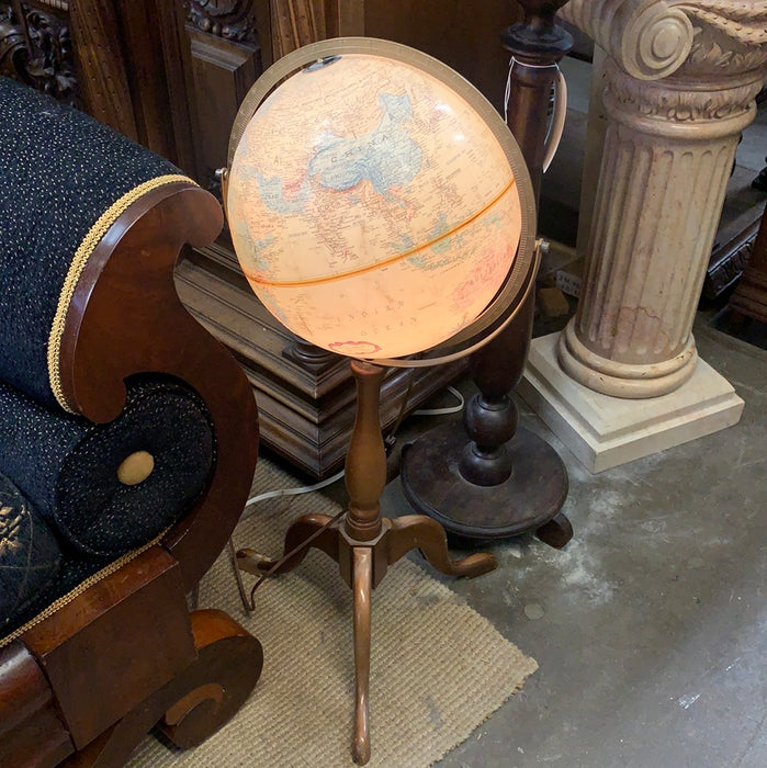 REPLOGLE LIGHT UP FLOOR GLOBE ON TRIPOD BASE