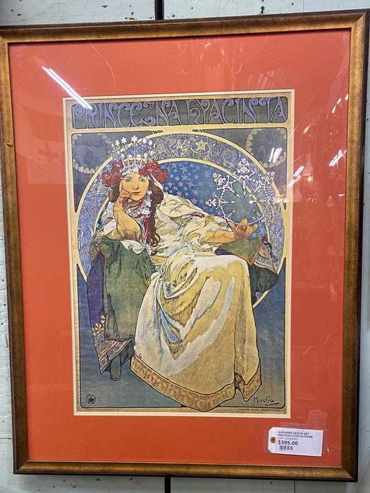 ALPHONSE MUCHA ART NOUVEAU LITHO IN FRAME