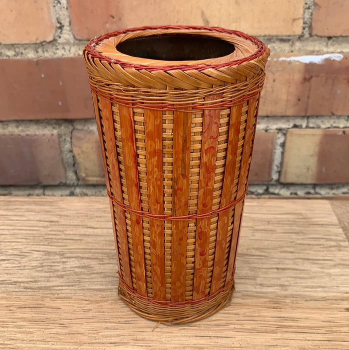 WICKER WRAPPED CERAMIC VESSEL