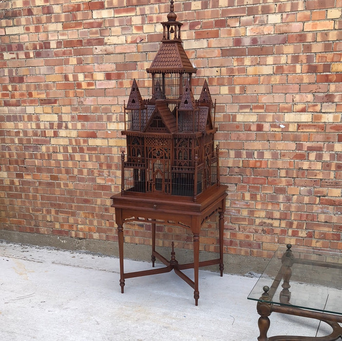 MAHOGANY VICTORIAN STYLE BIRD CAGE