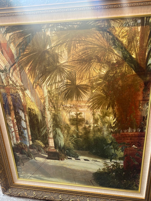 FRAMED GICLEE OF COURTYARD WITH PALM TREES