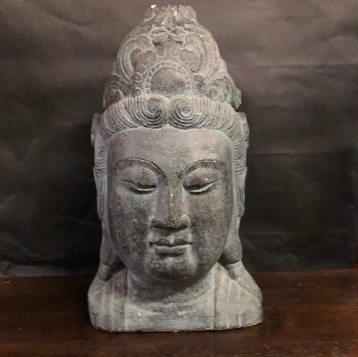 LARGE PLASTER BUST OF ASIAN DEITY