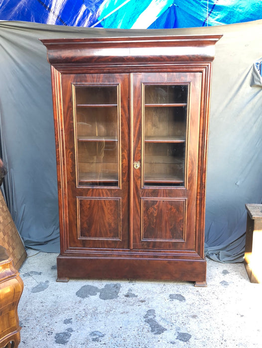 LOUIS PHILIPPEFIGURED MAHOGANY BOOKCASE AS FOUND