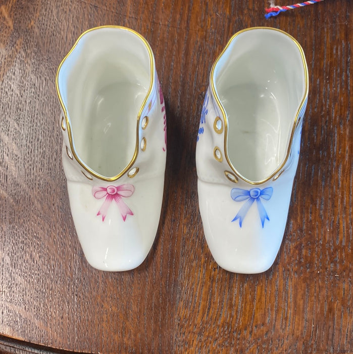 HEREND PORCELAIN HANDPAINTED BABY SHOE EACH