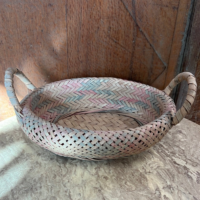 FADED PASTEL OVAL BASKET WITH HANDLES