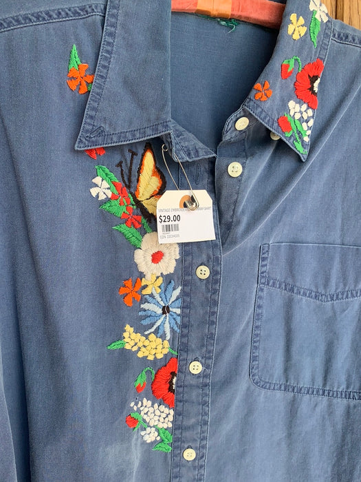 VINTAGE EMBROIDERED CHAMBRAY SHIRT