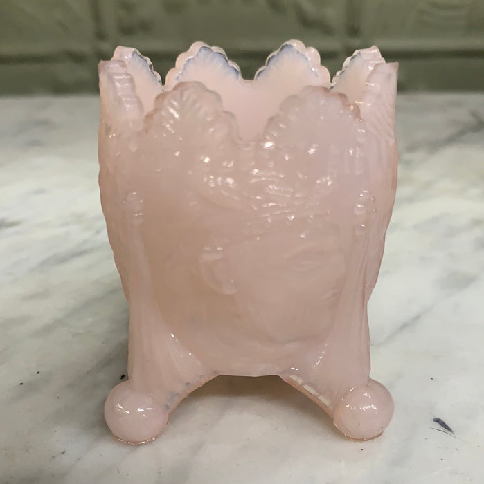 PINK SLAG GLASS TOOTHPICK HOLDER