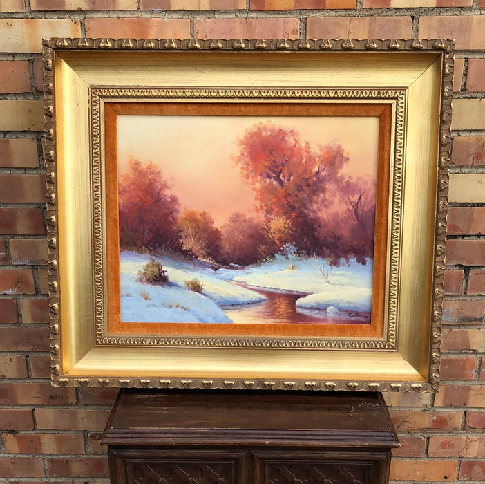 OIL PAINTING OF A WINTER SNOW SCENE BY JERRY RUTHVEN