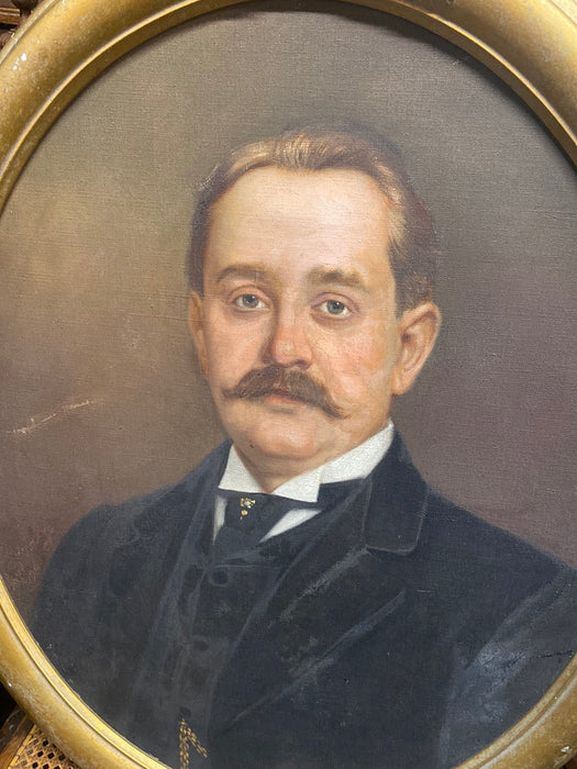 GILT FRAMED OIL PAINTING OF A MUSTACHED ENGLISH CHAP