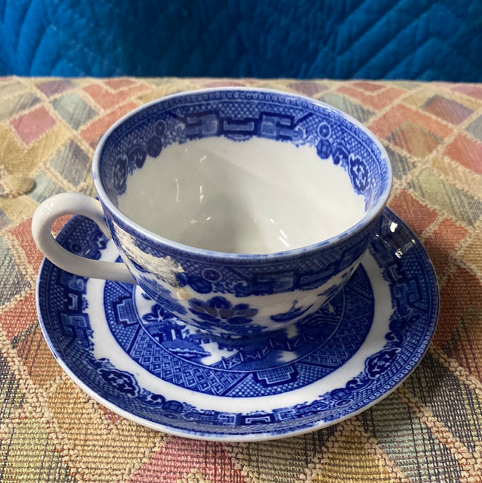 ENGLISH BLUE WILLOW CUP AND SAUCER