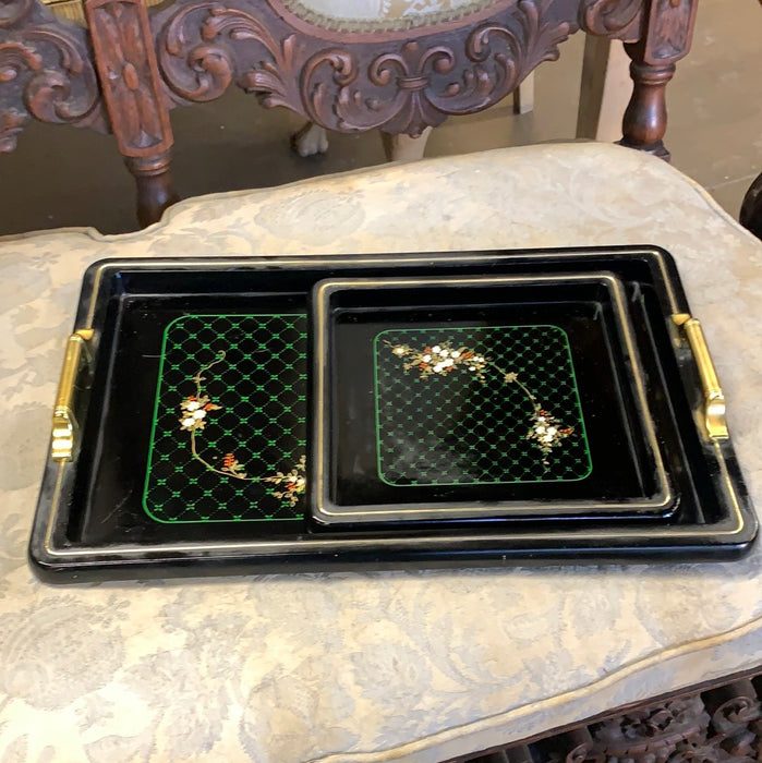 PAIR OF LACQUER STACKING TRAYS