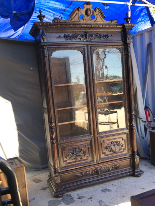 LOUIS XIII STYLE BARLEY TWIST OAK BOOKCASE