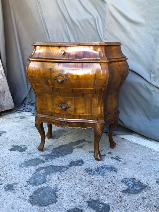 ITALIAN WALNUT INLAID BOMBE SIDE CHEST