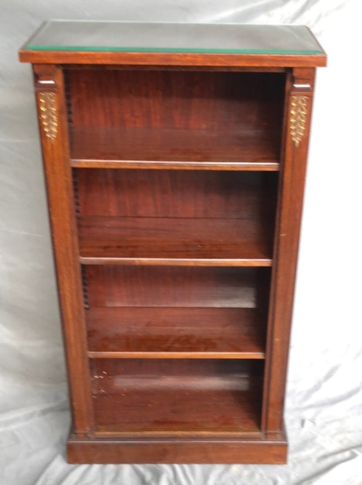 SMALL FRENCH EMPIRE  MAHOGANY  BOOKCASE WITH BEVELED GLASS TOP