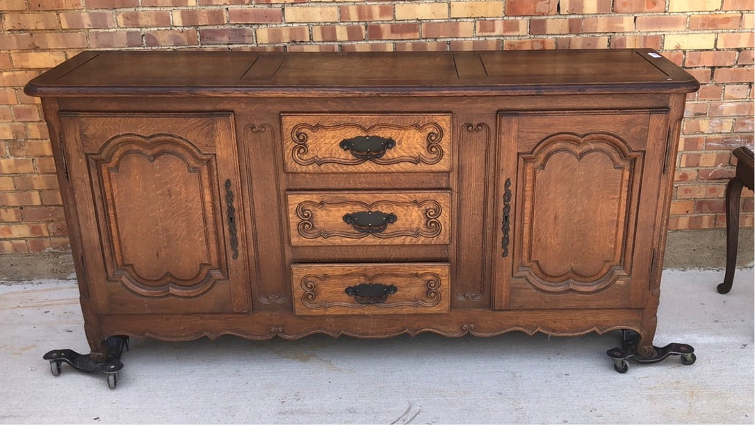 PANELED TOP OAK COUNTRY FRENCH SIDEBOARD