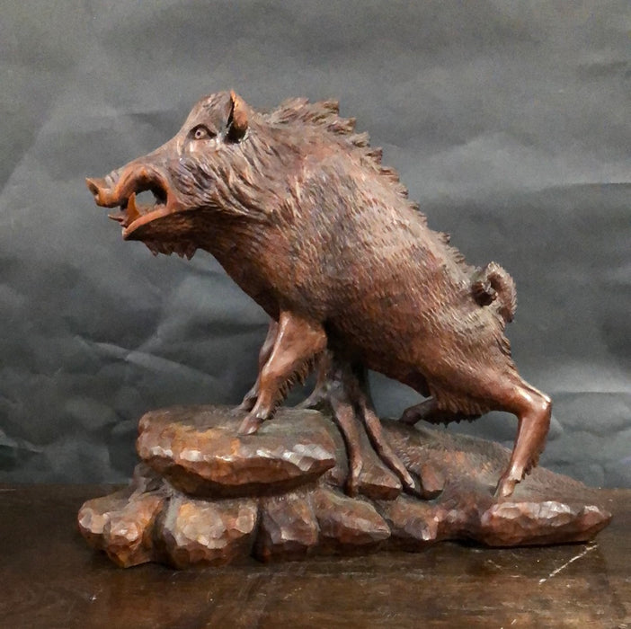 FABULOUS CARVED WOOD BOAR