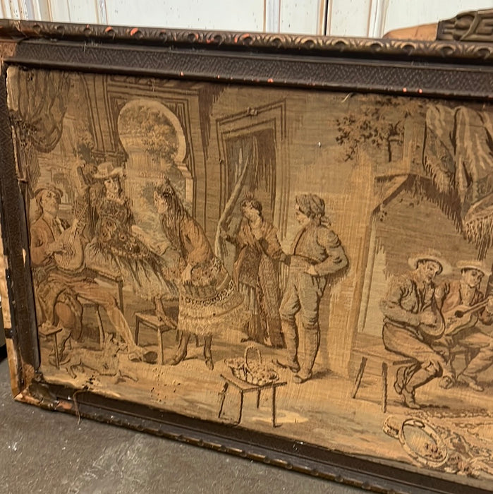 LONG FRAMED HORIZONTAL 1920'S TAPESTRY - AS FOUND