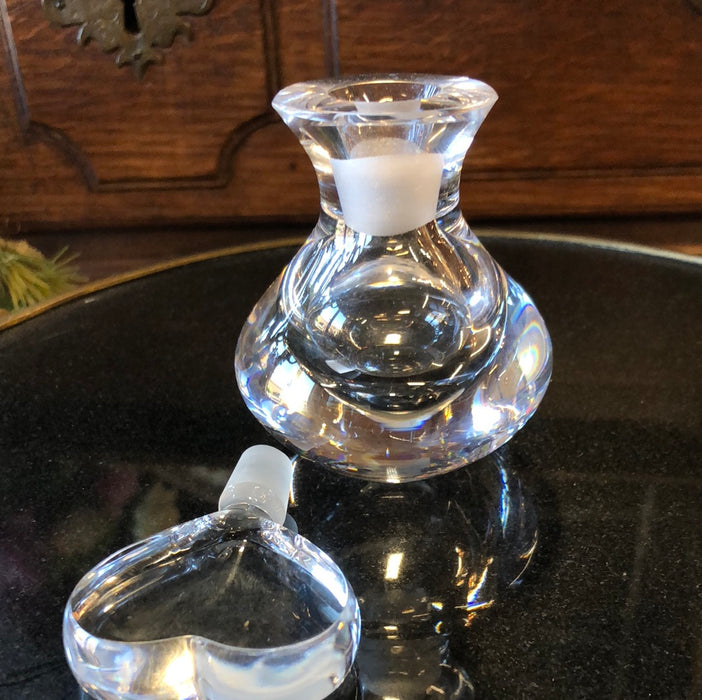 SIGNED ORREFORS CRYSTAL PERFUME BOTTLE WITH HEART SHAPED STOPPER