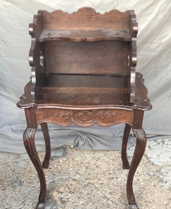 COUNTRY FRENCH OPEN TIERED SIDE TABLE WITH HOOF FEET