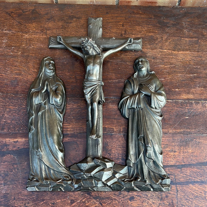 LARGE IRON FLAT CRUCIFIX