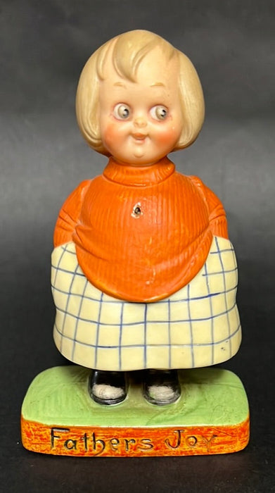 BISQUE GERMAN BOBBLE GIRL FATHER'S JOY