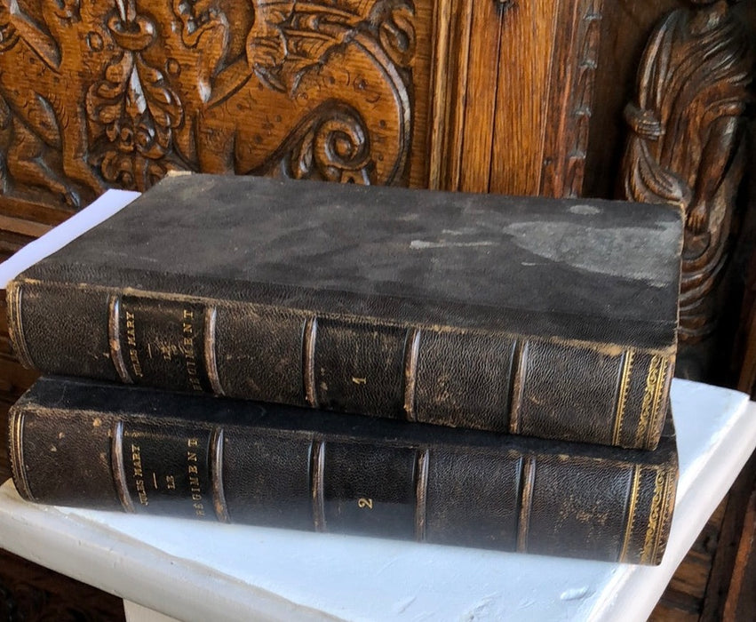 PAIR OF LARGE LEATHER BOOKS