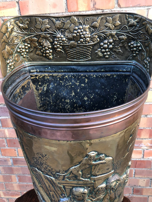 BRASS AND COPPER EMBOSSED UMBRELLA OR STICK STAND
