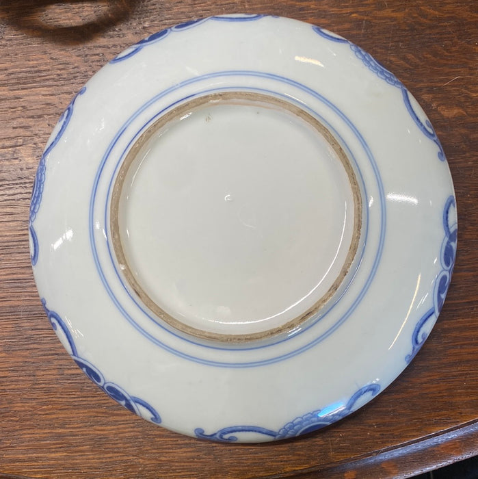 SHALLOW BLUE AND WHITE CHINESE KOI BOWL