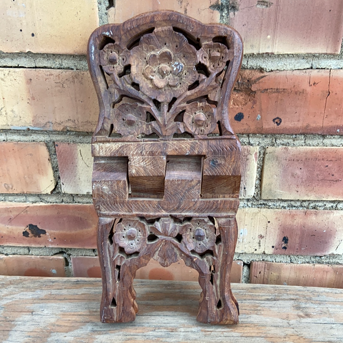 TEAK CARVED INDIAN BOOK STAND