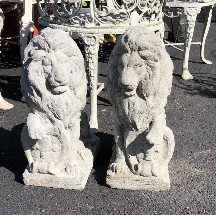 PAIR OF SMALL CONCRETE LIONS