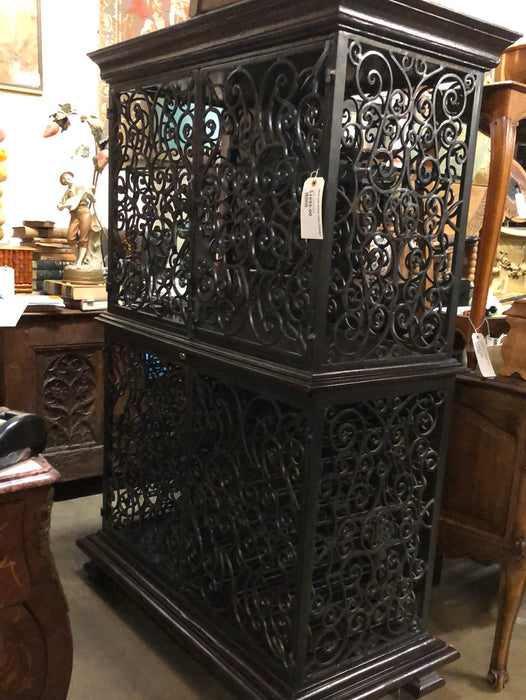 IRON AND WOOD WINE CABINET