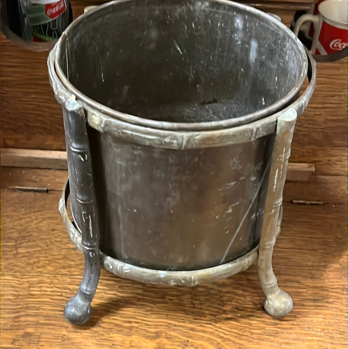COPPER AND BRASS FAUX BAMBOO PLANTER