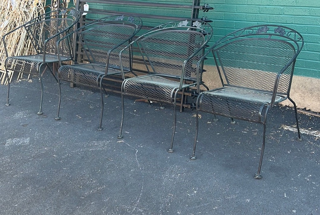 SET OF 4 IRON MESH ARM CHAIRS