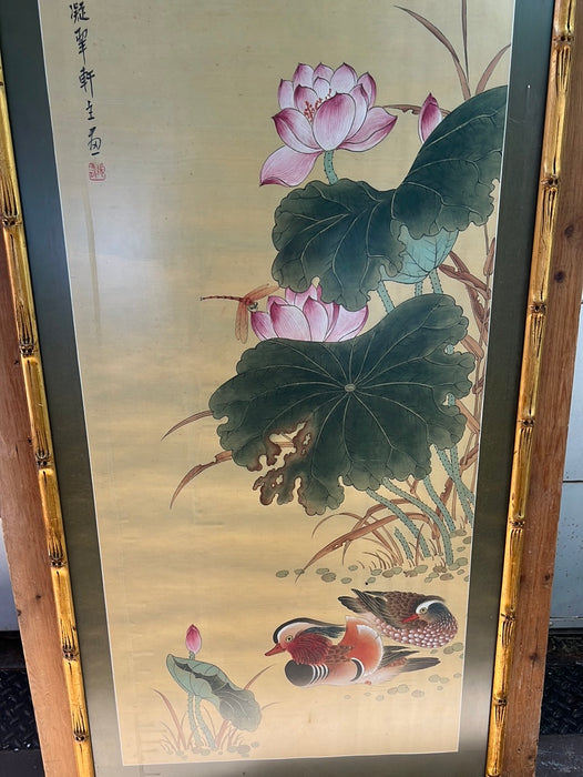 ASIAN VERTICAL CHINESE DUCKS AND FLOWERS ART
