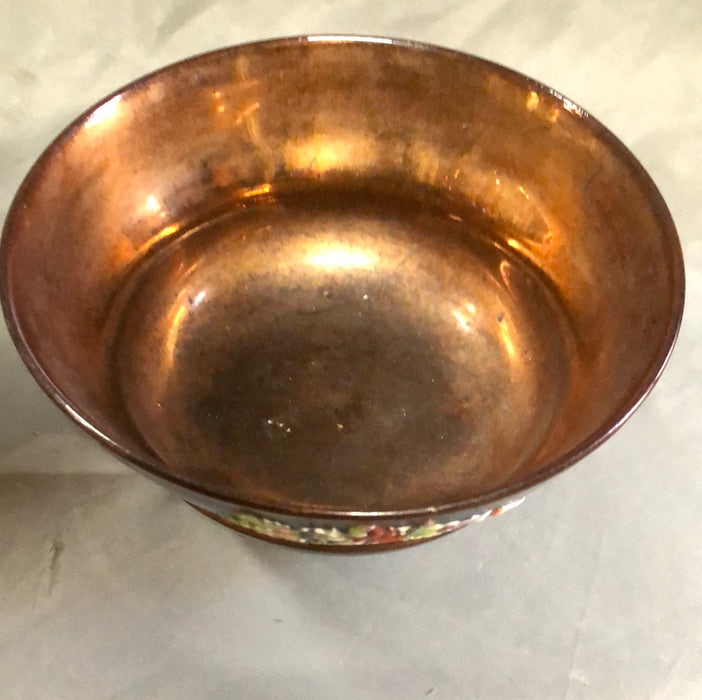 COPPER LUSTER LARGE BOWL WITH FLOWERS