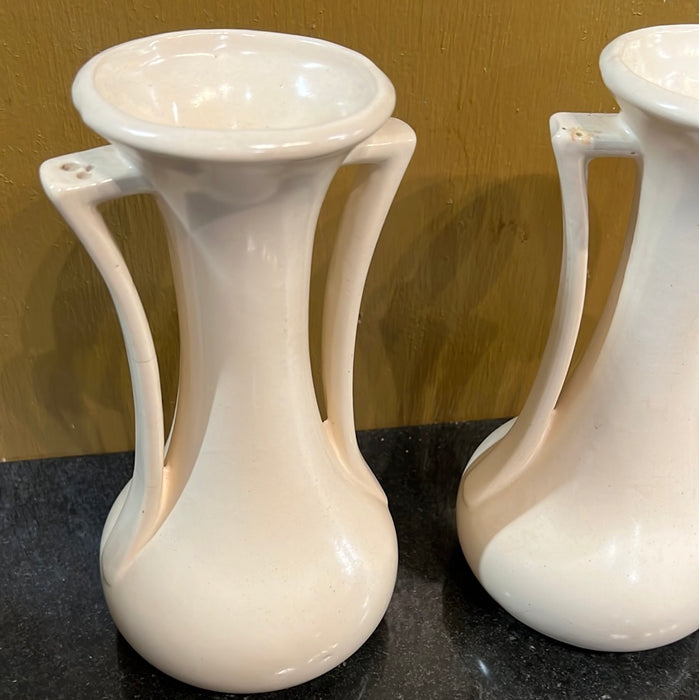 PAIR OF ECRU POTTERY VASES