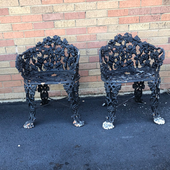 PAIR OF CAST IRON GARDEN CHAIRS