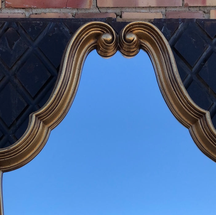 GILT SCROLLY FRAMED OLD SHAPED MIRROR