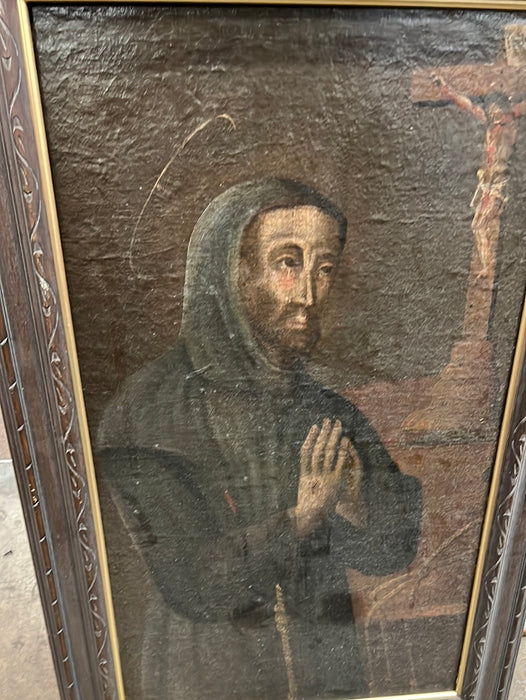 18TH CENTURY SANTOS PAINTING -SAINT FRANCIS OF ASISSI