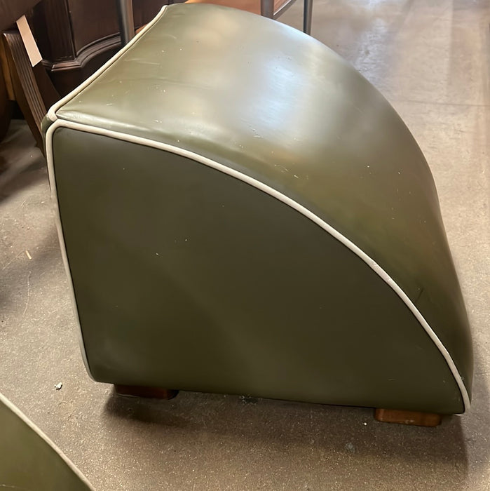 PAIR OF GREEN WEDGE OTTOMANS