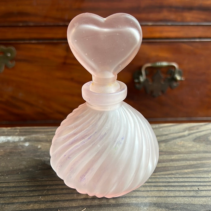 PINK FROSTED GLASS PERFUME BOTTLE