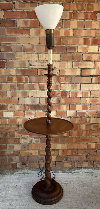 BARLEY TWIST FLOOR LAMP WITH TABLE BUILT INTO IT