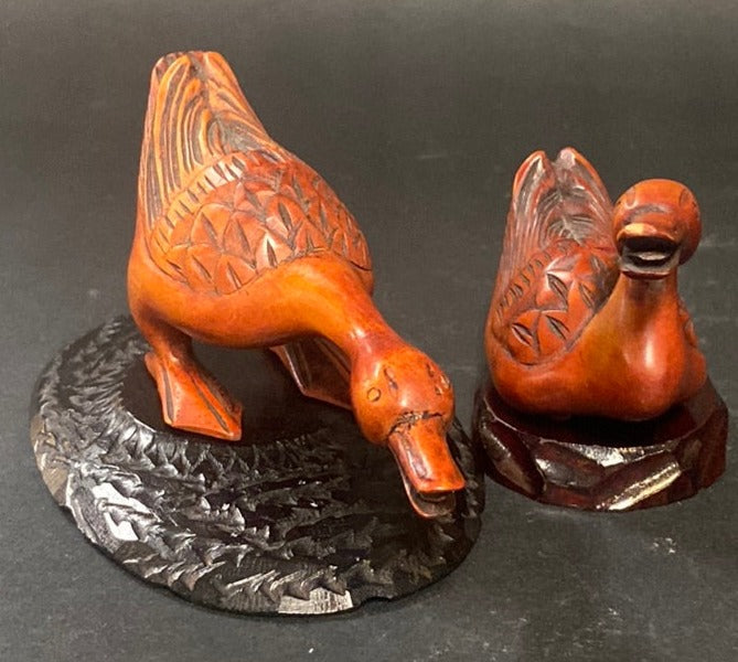 PAIR OF TINY WOOD WATER BIRDS