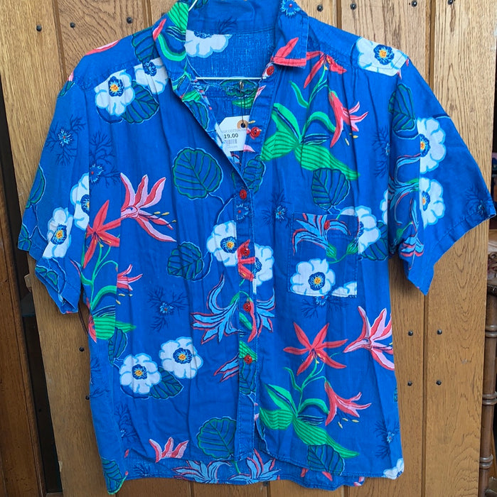 BLUE COTTON HAWAIIAN SHIRT