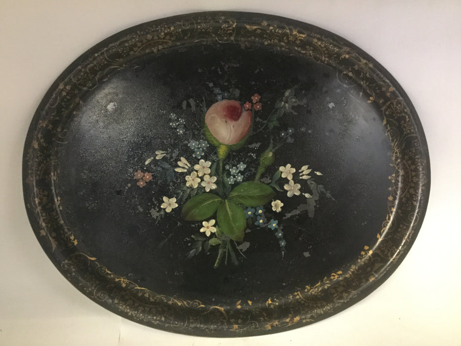 OVAL TOLE PAINTED FLORAL TRAY