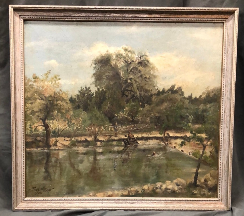 Unknown - Antique Fly Fishing Figurative Landscape Oil Painting 1920 at  1stDibs