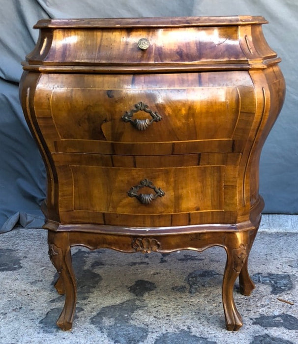 ITALIAN WALNUT INLAID BOMBE SIDE CHEST